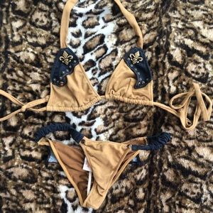 “Suede” western bikini. Rave-wear.Stripper-wear